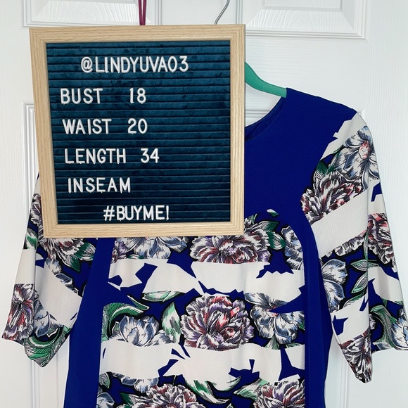 French Connection Bonita Floral Stripe Shift Dress - Picture 8 of 8